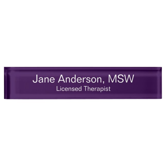 Doctor Name Speciality Purple White Medical Office Nameplate (Front)
