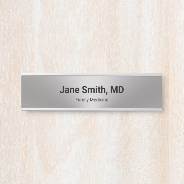 Doctor Name & Speciality Silver Look Medical Offic Door Sign (Front)