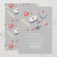 Doctor Nurse Birthday Party Medical Pattern Pink