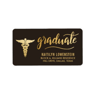 Doctor   Nurse   Graduate Gold Handwritten Script Label