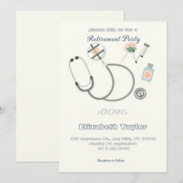 Doctor nurse  retirement invitation (Front/Back)