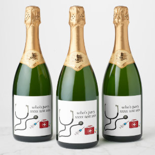 Doctor , Nursing, Medical, hospital Sparkling Wine Label