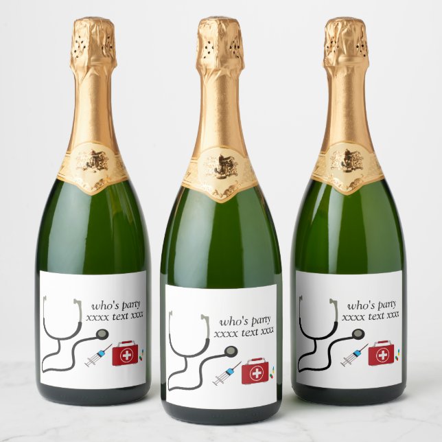 Doctor , Nursing, Medical, hospital Sparkling Wine Label (Bottles)
