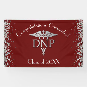 Doctor Nursing Practice Graduation Maroon Silver Banner