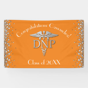 Doctor Nursing Practice Graduation Orange Silver Banner