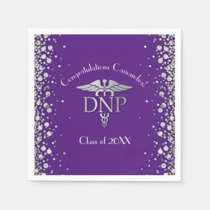 Doctor Nursing Practice Graduation Purple Silver Napkin
