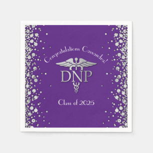 Doctor Nursing Practice Graduation Purple Silver Napkin