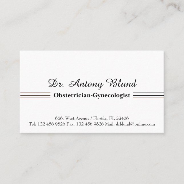 Doctor Obstetrician Gynaecologist Business Card (Front)