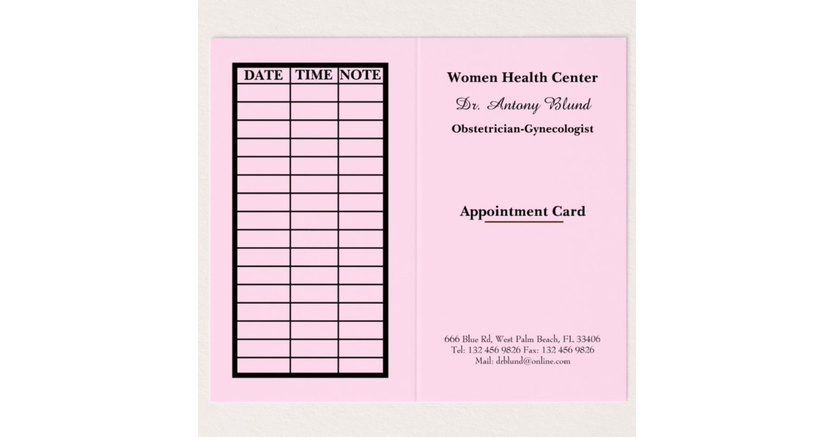 Doctor Obstetrician-Gynaecologists Appointment Car Business Card | Zazzle