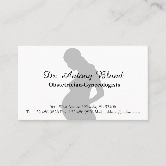 Doctor Obstetrician OBGYN Elegant Women silhouette Business Card (Front)