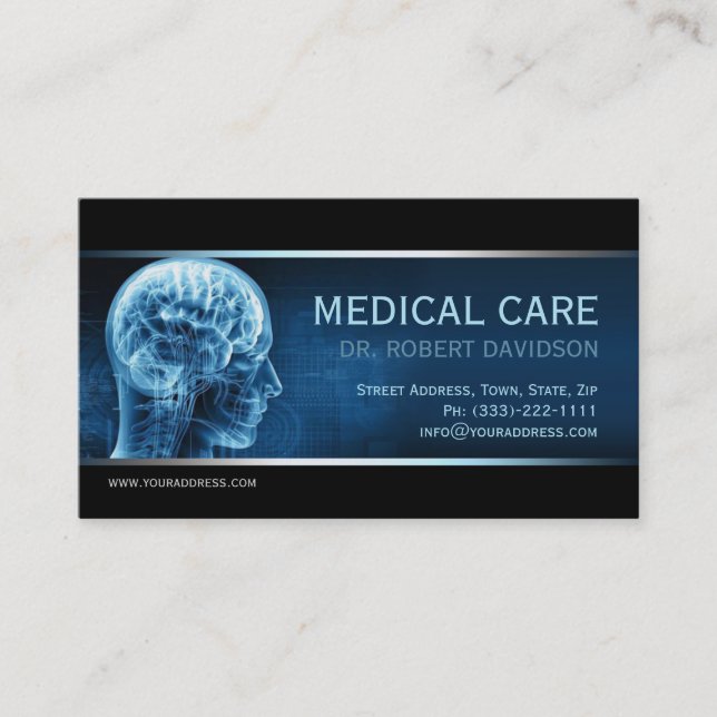 Doctor Of Anatomy Blue Brain Medical Business Card (Front)