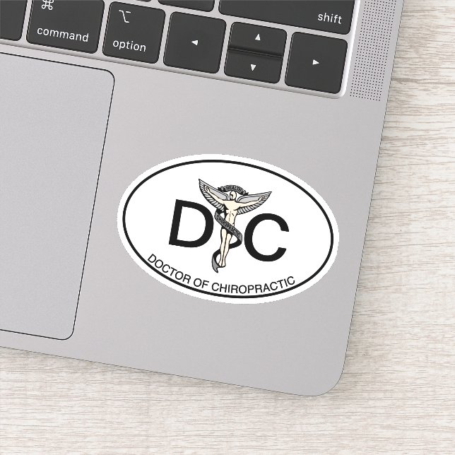 Doctor of Chiropractic with Emblem Oval  Sticker (Detail)