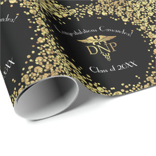 Doctor of Nursing Practice Graduation Black Gold Wrapping Paper
