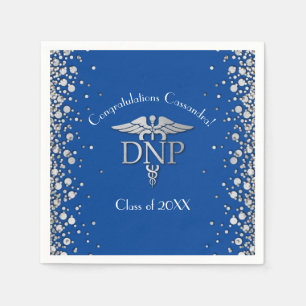 Doctor of Nursing Practice Graduation Blue Silver Napkin