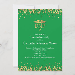 Doctor of Nursing Practice Graduation Green Gold Invitation