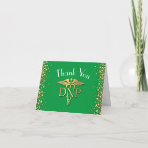Doctor of Nursing Practice Graduation Green Gold Thank You Card