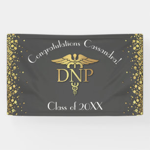 Doctor of Nursing Practice Graduation Grey Gold Banner