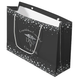 Doctor of Nursing Practice Graduation Grey Silver Large Gift Bag