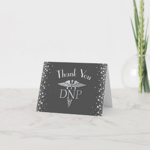 Doctor of Nursing Practice Graduation Grey Silver Thank You Card
