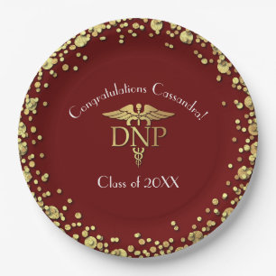 Doctor of Nursing Practice Graduation Maroon Gold Paper Plate