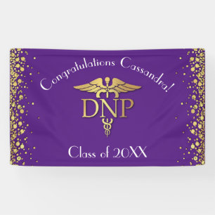 Doctor of Nursing Practice Graduation Purple Gold Banner