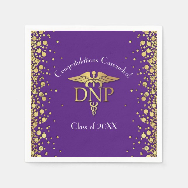 Doctor of Nursing Practice Graduation Purple Gold Napkin (Front)