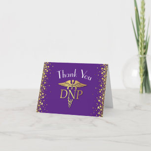 Doctor of Nursing Practice Graduation Purple Gold Thank You Card