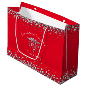 Doctor of Nursing Practice Graduation Red Silver Large Gift Bag