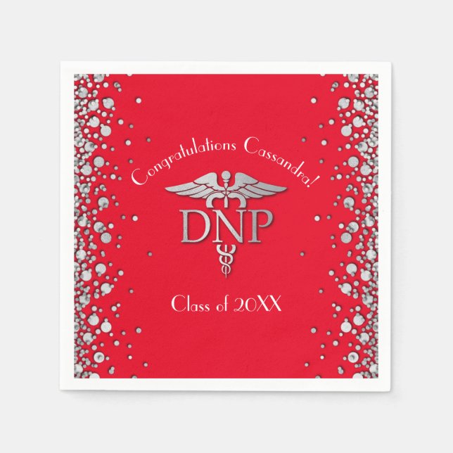 Doctor of Nursing Practice Graduation Red Silver Napkin (Front)
