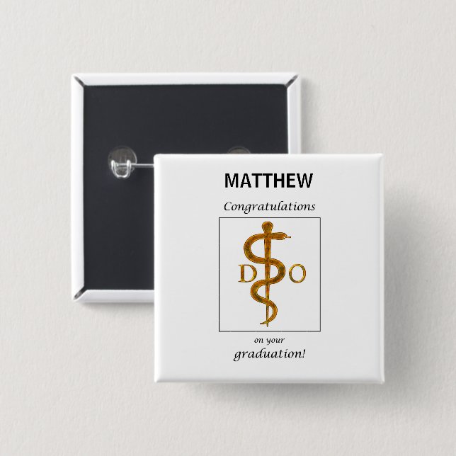 Doctor of Osteopathy Graduation Congratulations 15 Cm Square Badge (Front & Back)