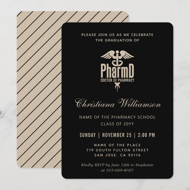 Doctor of Pharmacy PharmD Pharmacy Graduation Invitation (Front/Back)
