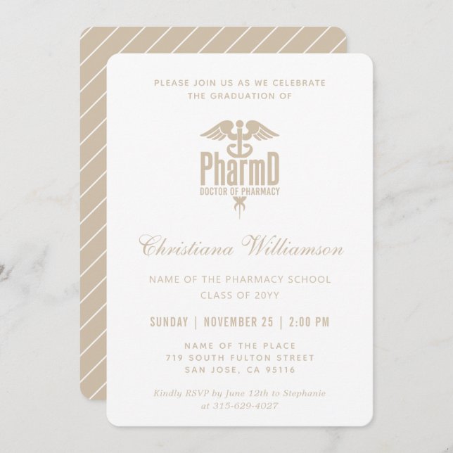 Doctor of Pharmacy PharmD Pharmacy Graduation Invitation (Front/Back)