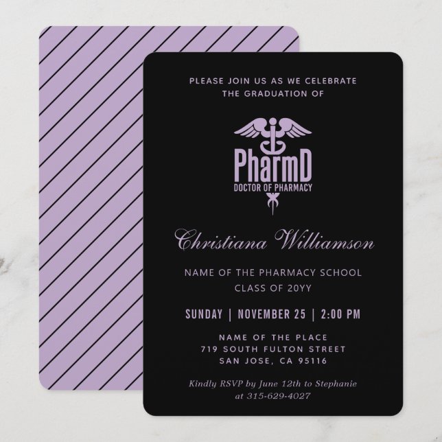 Doctor of Pharmacy PharmD Pharmacy Graduation Invitation (Front/Back)