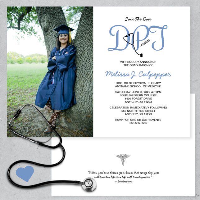 Doctor of Physical Therapy photo graduation Invitation (Creator Uploaded)