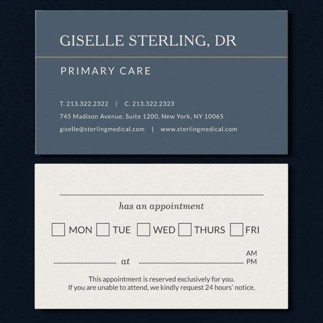 Doctor Office Blue Appointment Reminder Business Card (Creator Uploaded)
