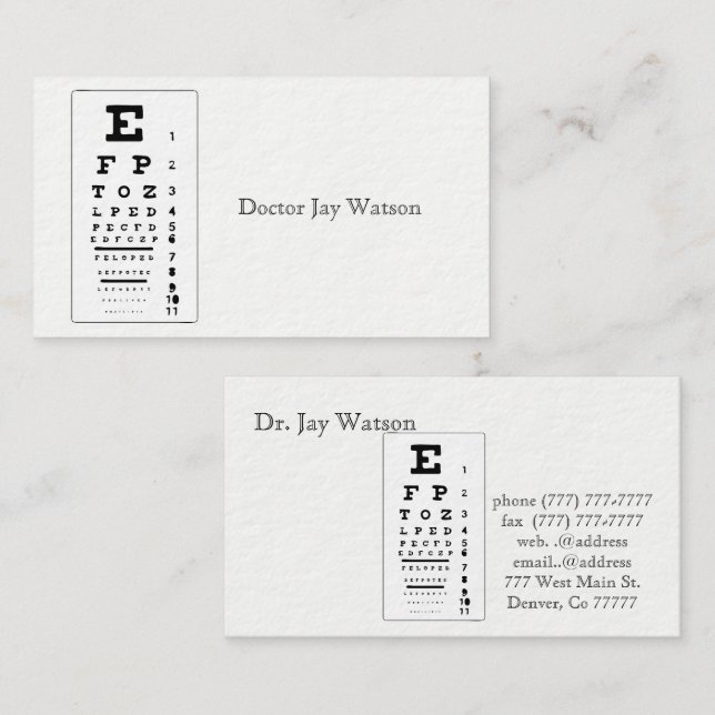 Doctor Office Eye Care Destiny Destiny'S Business Card (Front/Back)