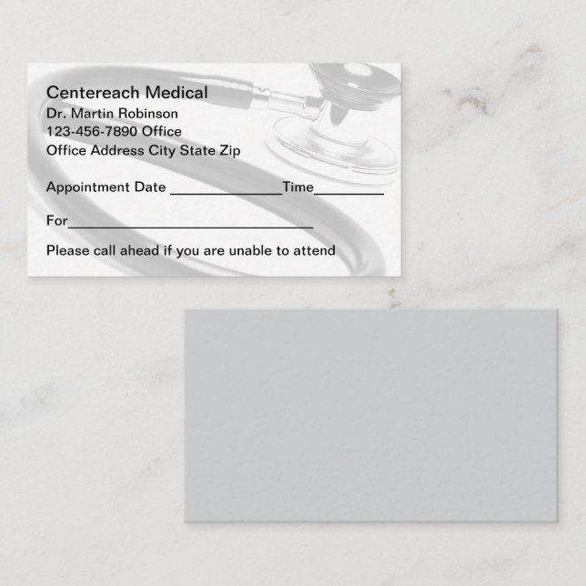 Doctor Office Medical Appointment Cards (Front/Back)