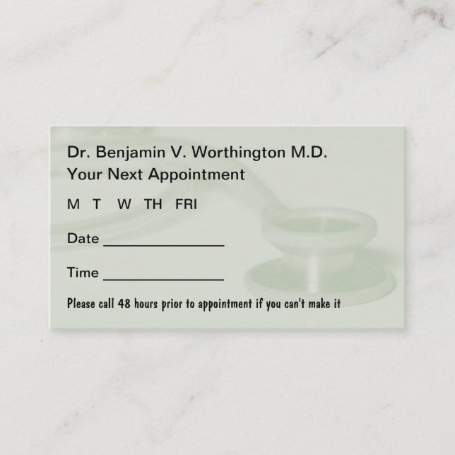 Doctor Office Patient Appointment Cards (Front)