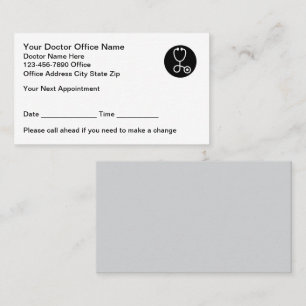 Doctor Office Patient Appointment Cards