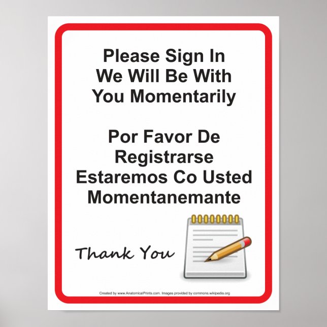 Doctor Office Patient Sign In Wall Sign (Front)