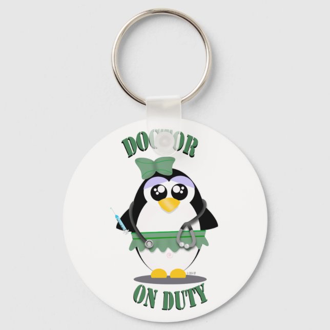 Doctor on Duty Penguin (female) Key Ring (Front)