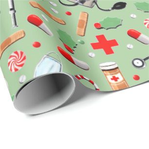 Doctor or Nurse Christmas Holiday Gift Wrapping Pa Wrapping Paper