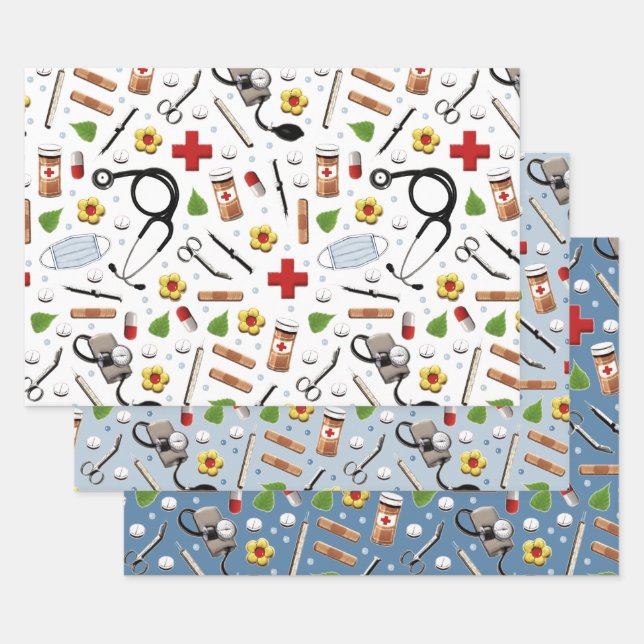 Doctor or Nurse Gift Wrapping Paper Sheet (Set)