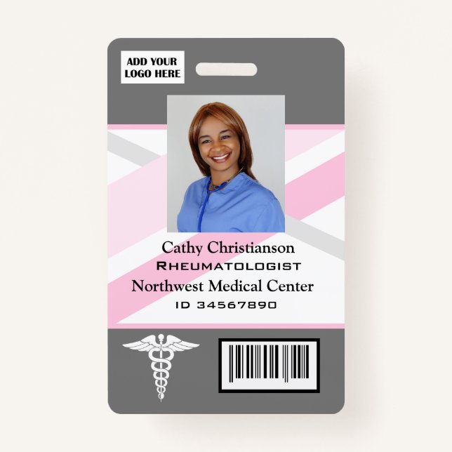 Doctor or nurse Name Badge Scanner Code ID Badge (Front)