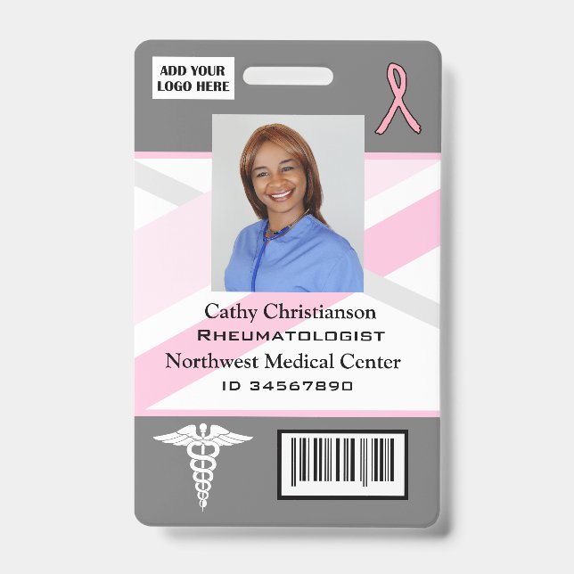 Doctor or nurse Name Badge Scanner Code ID Badge (Front)