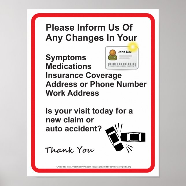 Doctor Patient Information Wall Sign #1 (Front)