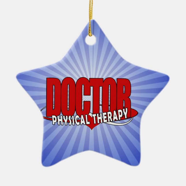 DOCTOR PHYSICAL THERAPY BIG RED CERAMIC TREE DECORATION (Front)