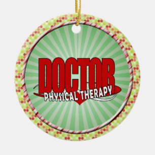 DOCTOR PHYSICAL THERAPY BIG RED CERAMIC TREE DECORATION