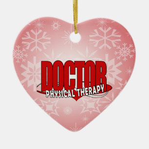 DOCTOR PHYSICAL THERAPY BIG RED CERAMIC TREE DECORATION