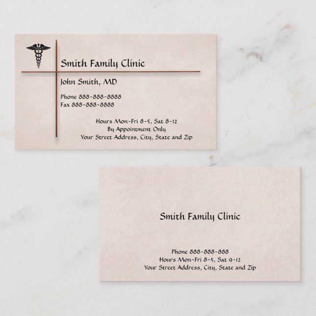 Doctor Physician Medical Symbol Business Card (Front/Back)